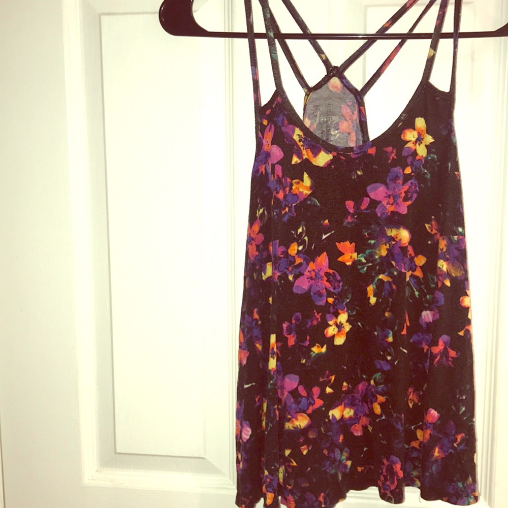 Black flowery Tank top